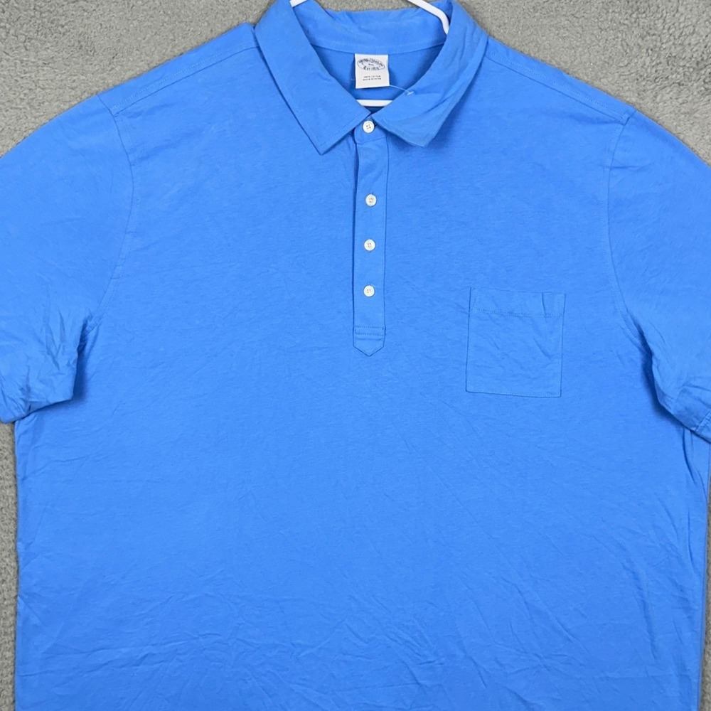 Brooks Brothers Polo Shirt Mens 3XL Blue Pocket Logo Casual Rugby Short Sleeve